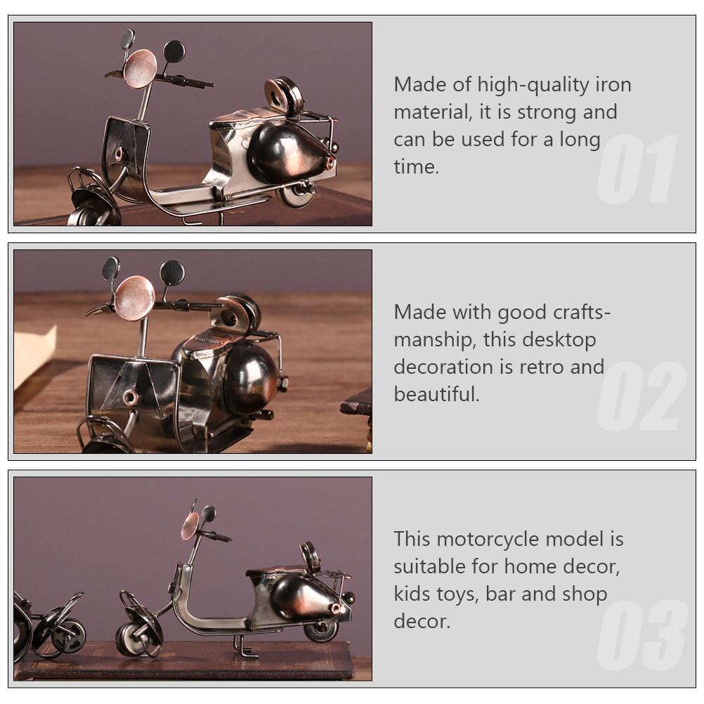 Home Bar Shelf - Retro-Eisen-Motorrad-Skulptur im Industriestil, Heimdekoration für Schreibtisch,