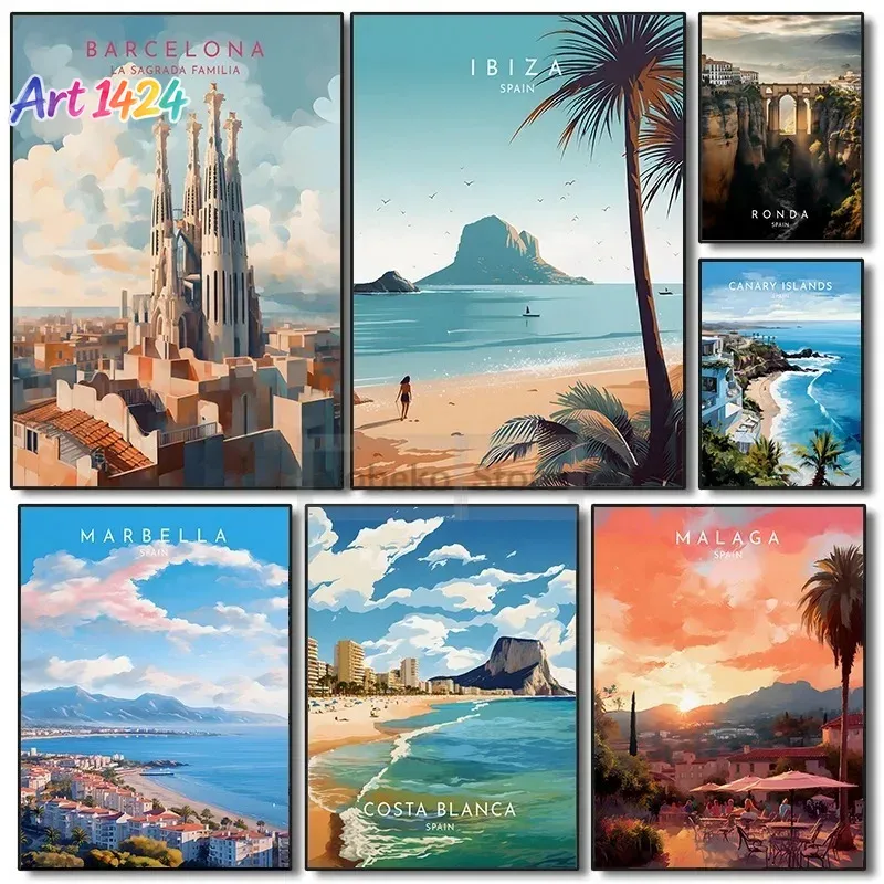 Home Barcelona - Spanien Reiseposter Barcelona Malaga Ibiza Ronda