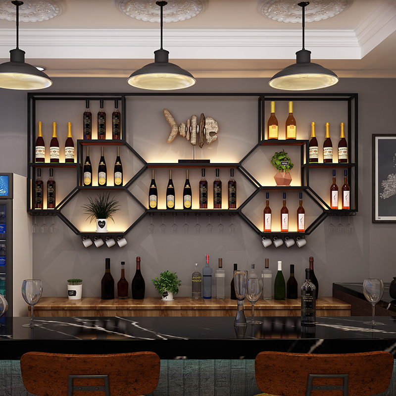 Home Bar And Cabinet - Metallregale Weinschrank Wohnzimmer Aufbewahrung Küche Restaurant