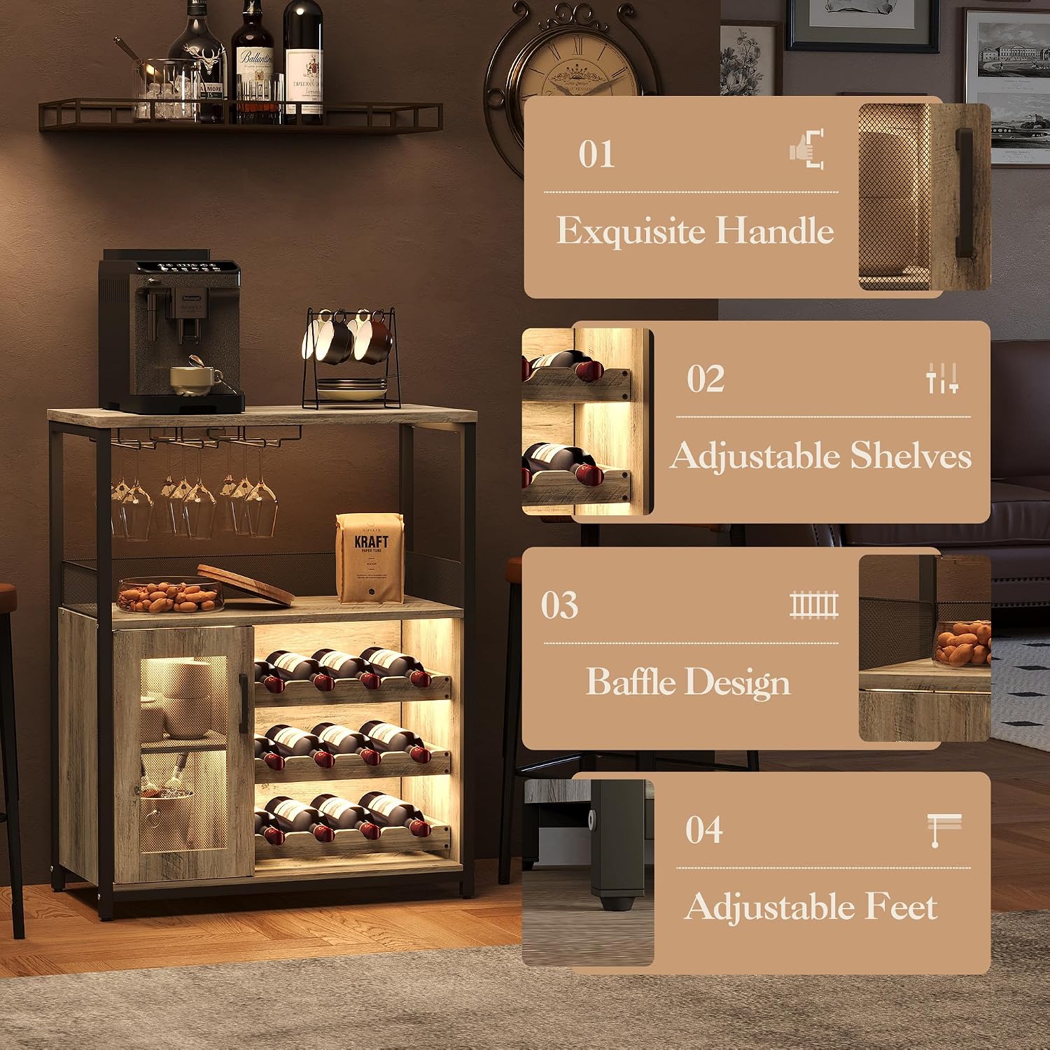 3-stufiger Weinbarschrank mit  – Home Bar And Cabinet Bewertung und Preis