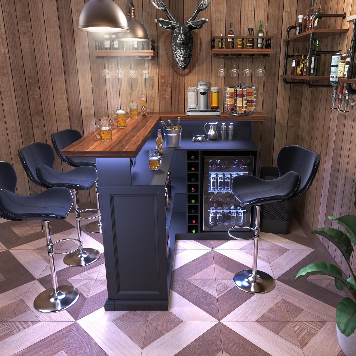 L-förmiger Hausbarschrank mit  – Home Bar And Cabinet Bewertung und Preis