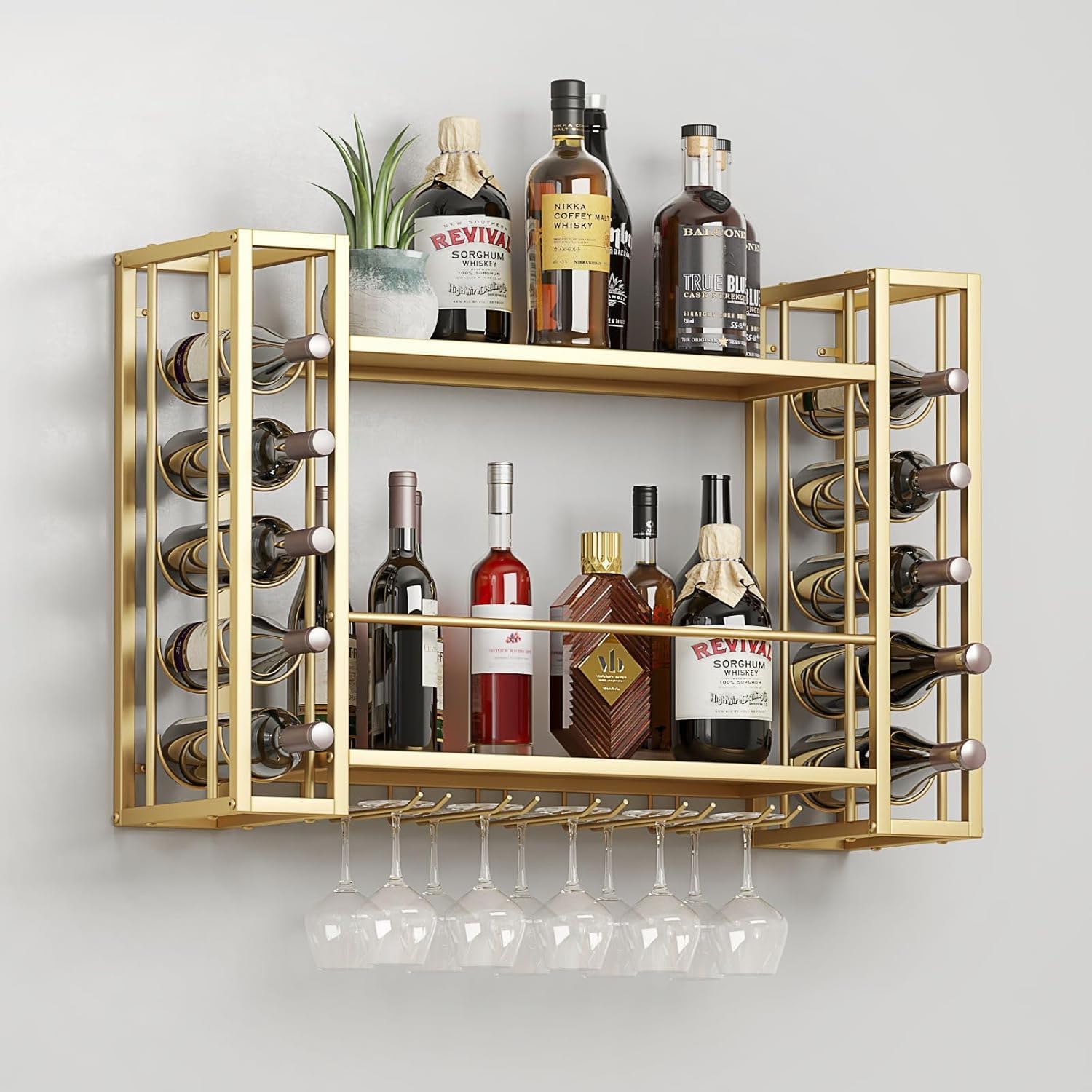 Wandmontiertes Weinregal, Wein – Home Bar Shelf Bewertung und Preis